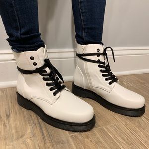 White Combat Boots